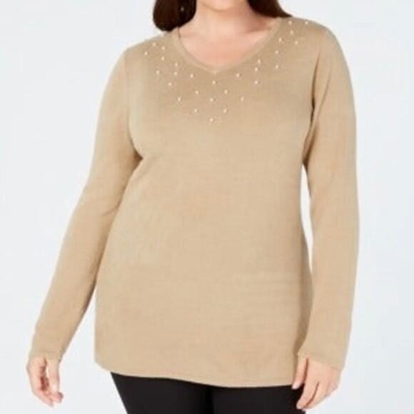 Karen Scott Luxesoft Pearl pullover Sweater-3X - Picture 1 of 2